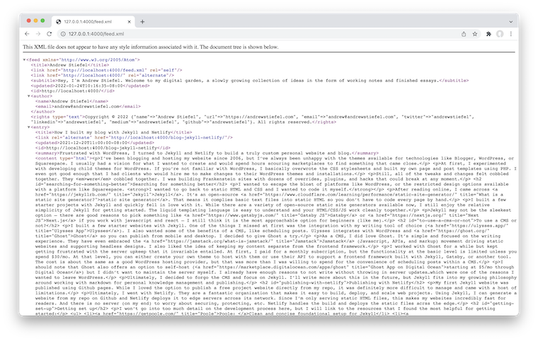 Raw RSS or Atom feed